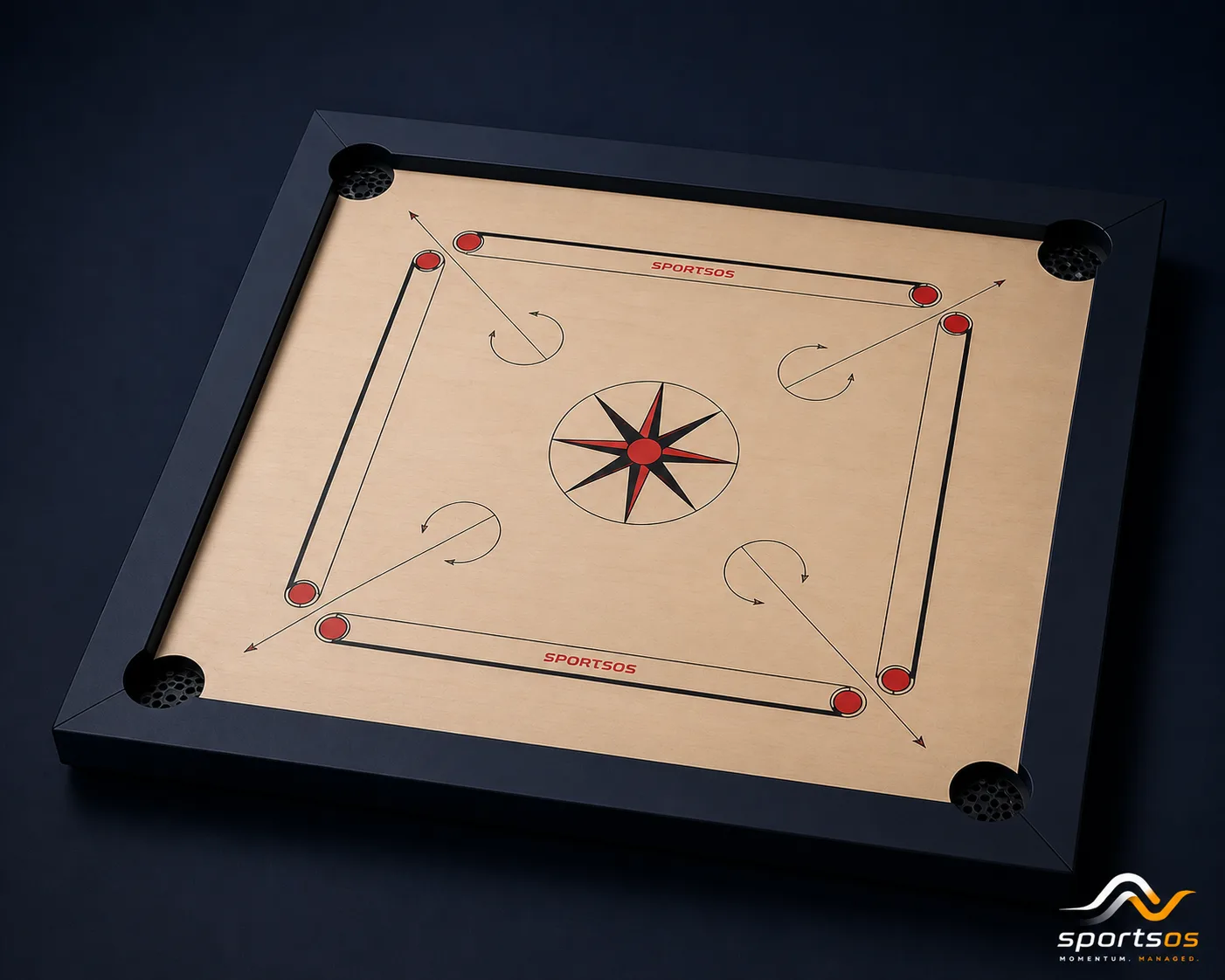 Standard carrom board setup