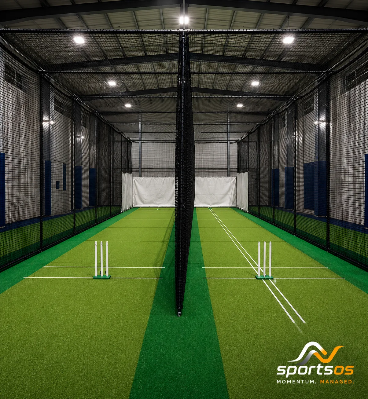 Indoor cricket net bay