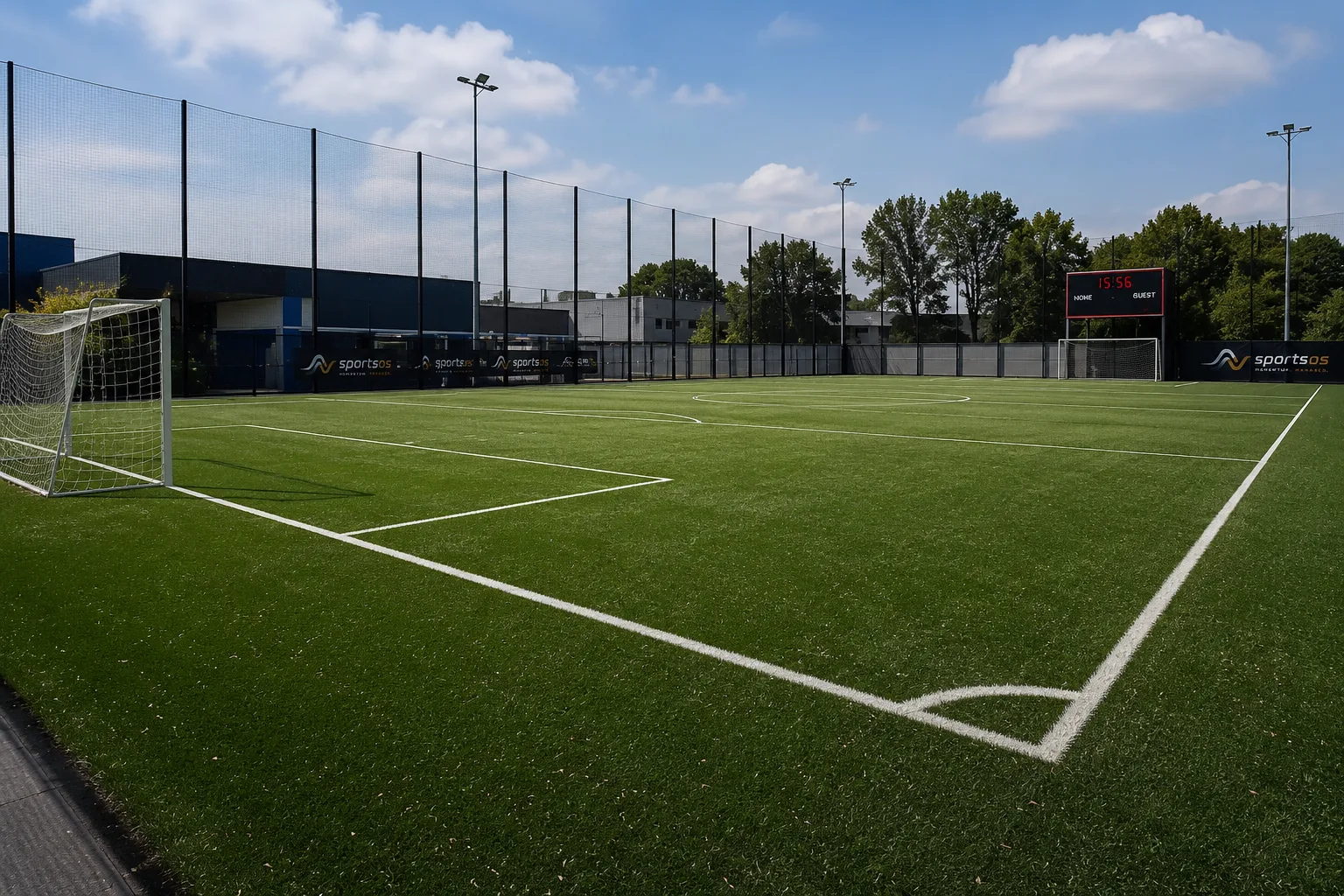 Outdoor football court with artificial turf