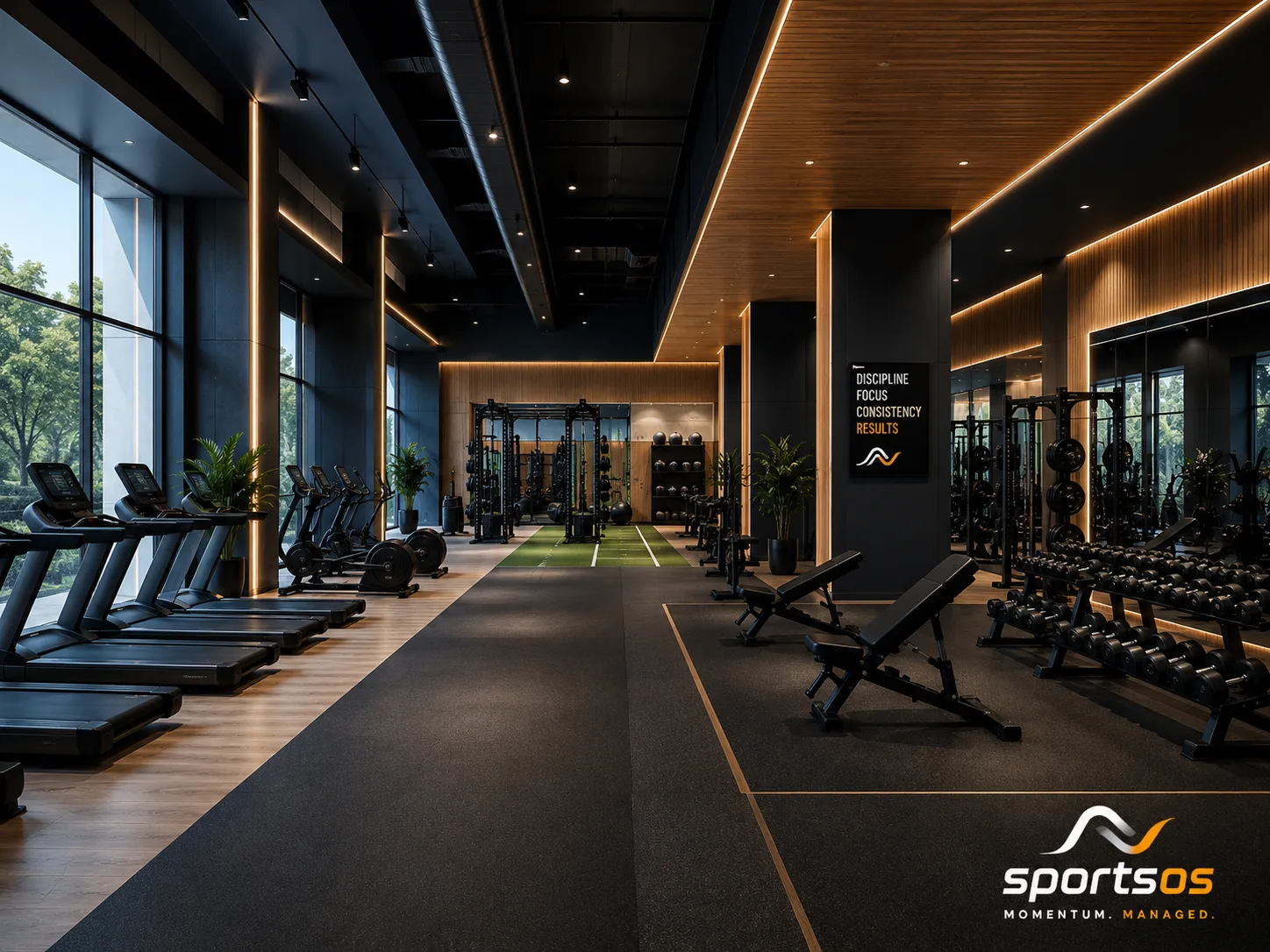 Cardio gym setup with treadmills and cycles
