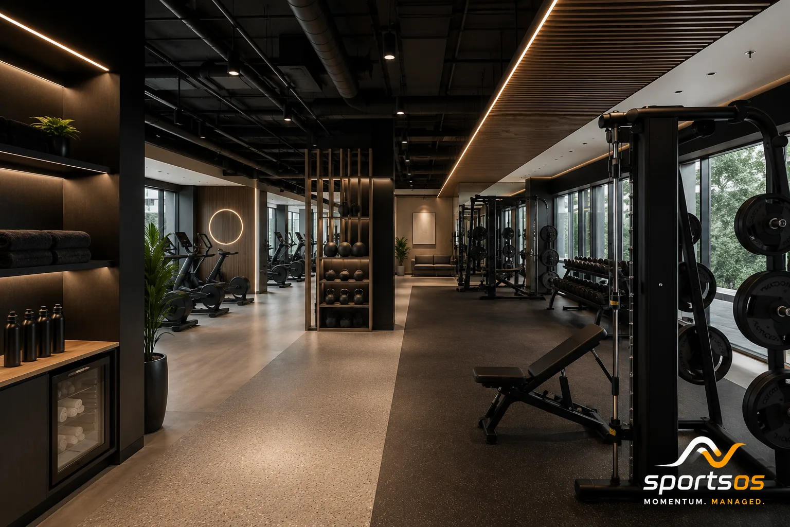 Full strength and conditioning gym setup