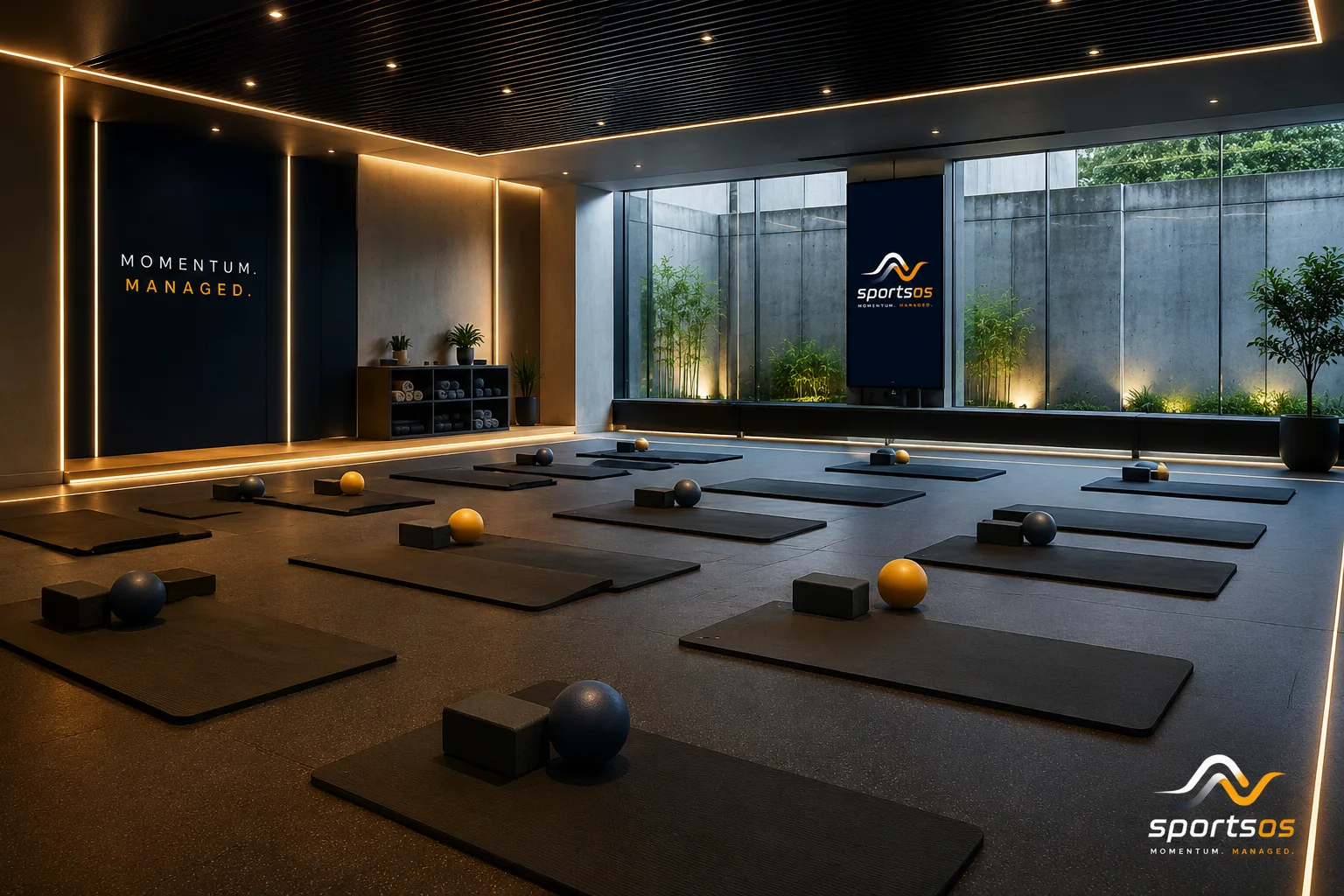 Dedicated yoga studio with sprung floor and mirrors